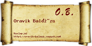 Oravik Balázs névjegykártya